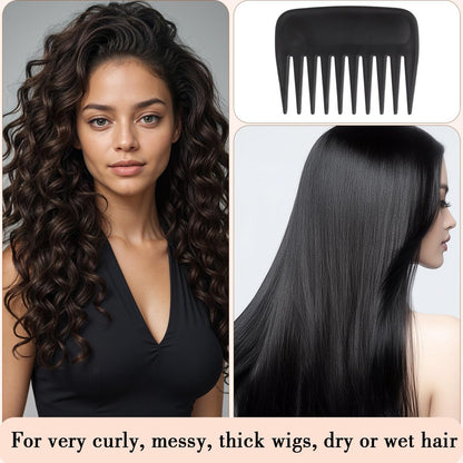 obeoby 3Pcs Wig Brush Comb Set - Loop Wig Brush, Hair Extension Brush, Wide-Tooth and Edge Combs for Human Wigs and Synthetic Extensions