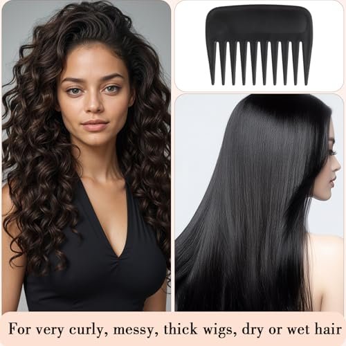 obeoby 3Pcs Wig Brush Comb Set - Loop Wig Brush, Hair Extension Brush, Wide-Tooth and Edge Combs for Human Wigs and Synthetic Extensions - görsel 12