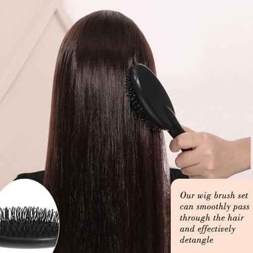 obeoby 3Pcs Wig Brush Comb Set - Loop Wig Brush, Hair Extension Brush, Wide-Tooth and Edge Combs for Human Wigs and Synthetic Extensions - görsel 14