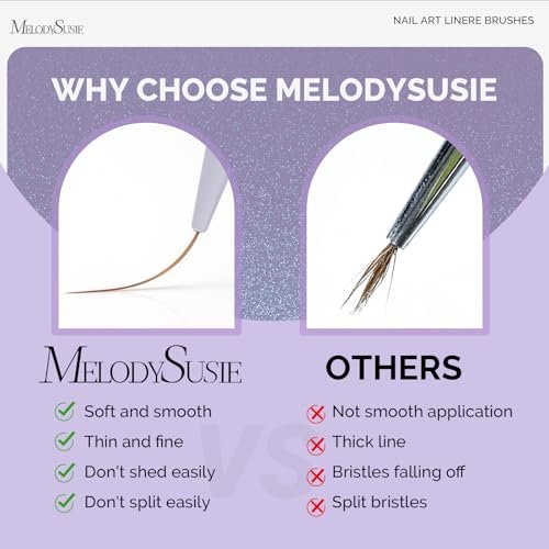 MelodySusie 5-Piece Nail Art Liner Brush Set – Professional Gel Polish Painting Pens for Thin Long Lines, Tiny Details & Fine Drawing (Sizes 5/7/9/11/20mm) - görsel 14