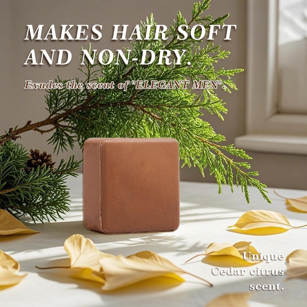 SKIRIFINE Shampoo Bar for Men – Cedar Citrus Scent, Natural Men Shampoo Soap Bar, Quick Lather & Easy Rinse, Ideal for Travel, 3.2 oz - görsel 3
