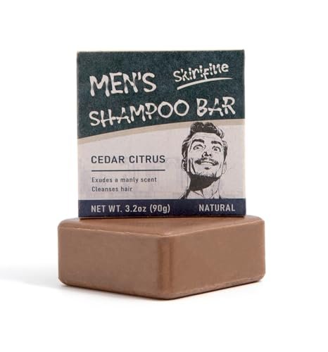 SKIRIFINE Shampoo Bar for Men – Cedar Citrus Scent, Natural Men Shampoo Soap Bar, Quick Lather & Easy Rinse, Ideal for Travel, 3.2 oz - görsel 2
