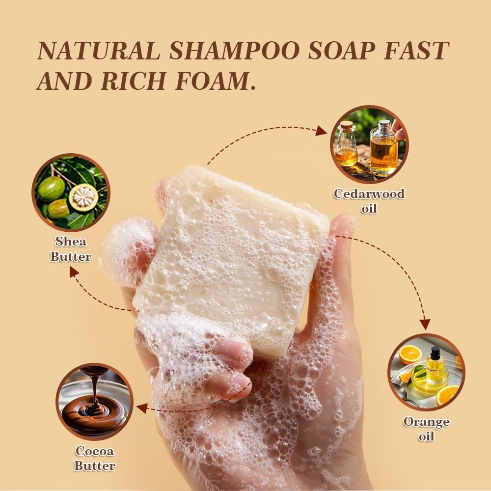 SKIRIFINE Shampoo Bar for Men – Cedar Citrus Scent, Natural Men Shampoo Soap Bar, Quick Lather & Easy Rinse, Ideal for Travel, 3.2 oz - görsel 5