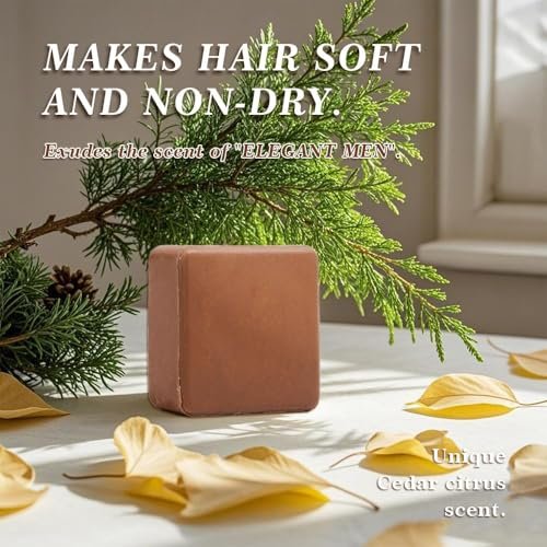 SKIRIFINE Shampoo Bar for Men – Cedar Citrus Scent, Natural Men Shampoo Soap Bar, Quick Lather & Easy Rinse, Ideal for Travel, 3.2 oz - görsel 4