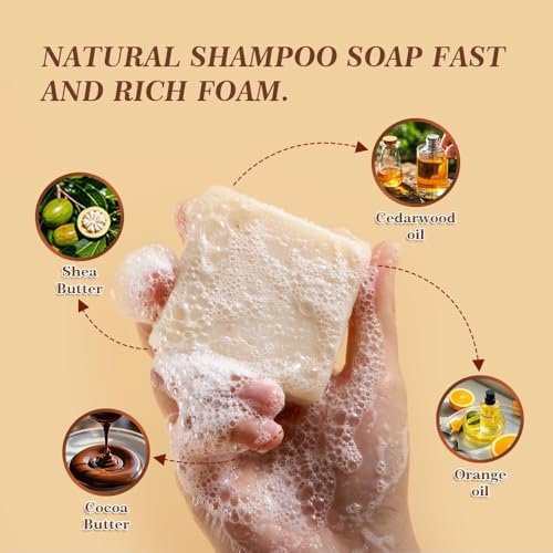 SKIRIFINE Shampoo Bar for Men – Cedar Citrus Scent, Natural Men Shampoo Soap Bar, Quick Lather & Easy Rinse, Ideal for Travel, 3.2 oz - görsel 6