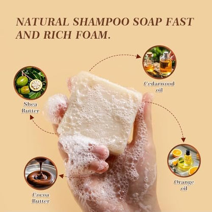SKIRIFINE Shampoo Bar for Men – Cedar Citrus Scent, Natural Men Shampoo Soap Bar, Quick Lather & Easy Rinse, Ideal for Travel, 3.2 oz