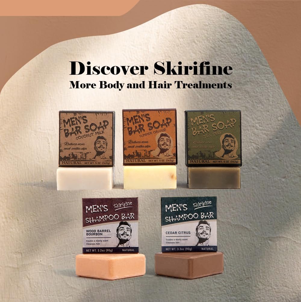SKIRIFINE Shampoo Bar for Men – Cedar Citrus Scent, Natural Men Shampoo Soap Bar, Quick Lather & Easy Rinse, Ideal for Travel, 3.2 oz - görsel 13