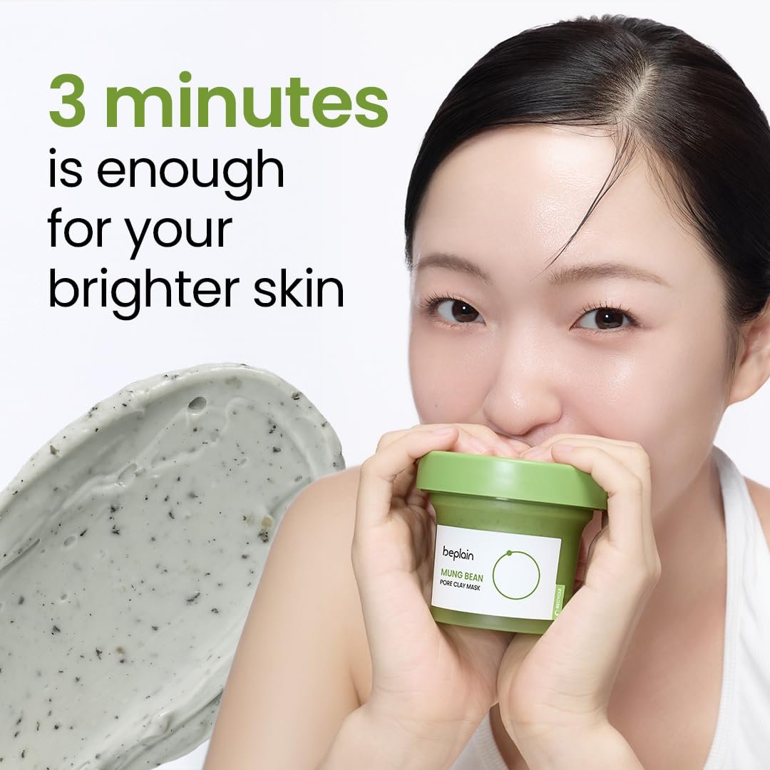 Beplain Mung Bean Pore Clay Mask - Fragrance-Free Wash Off Mask for Blackhead & Whitehead Care, 4.05 fl oz (120ml) | Korean Skincare Avelisse