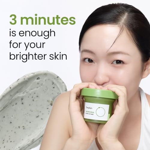Beplain Mung Bean Pore Clay Mask - Fragrance-Free Wash Off Mask for Blackhead & Whitehead Care, 4.05 fl oz (120ml) | Korean Skincare Avelisse