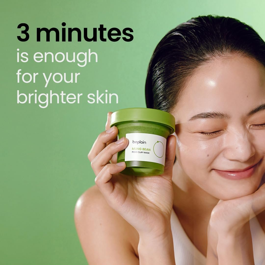 Beplain Mung Bean Pore Clay Mask - Fragrance-Free Wash Off Mask for Blackhead & Whitehead Care, 4.05 fl oz (120ml) | Korean Skincare Avelisse