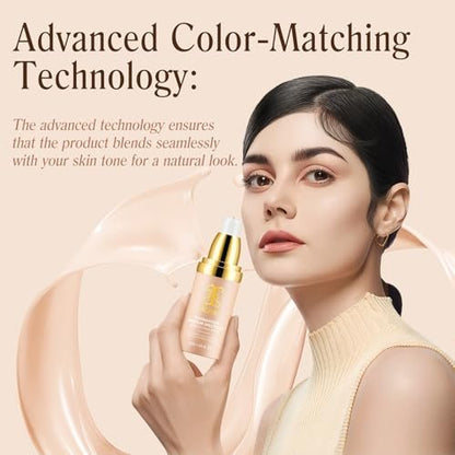 4 in 1 Foundation Liquid with SPF 50+ - Medium Coverage, Color Matching, Long-Wearing & Waterproof Makeup for All-Day Wear