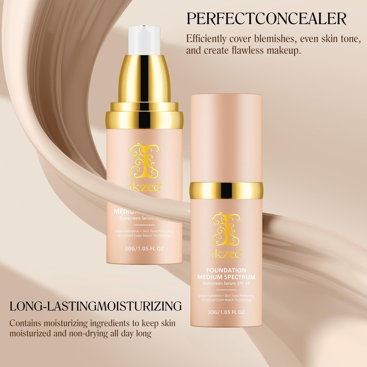 4 in 1 Foundation Liquid with SPF 50+ - Medium Coverage, Color Matching, Long-Wearing & Waterproof Makeup for All-Day Wear - görsel 9