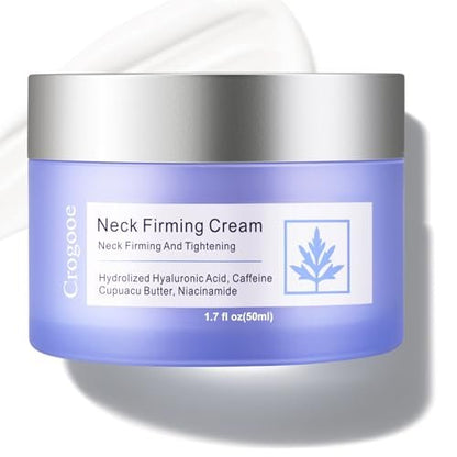 Crogooe Neck Firming Cream - Tighten and Lift Neck & Décolleté, Reduce Wrinkles and Crepey Skin, 1.7 oz