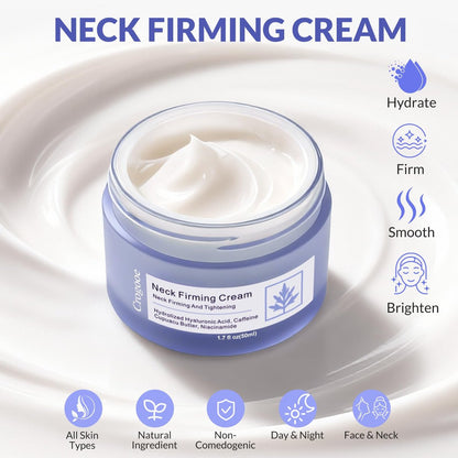 Crogooe Neck Firming Cream - Tighten and Lift Neck & Décolleté, Reduce Wrinkles and Crepey Skin, 1.7 oz