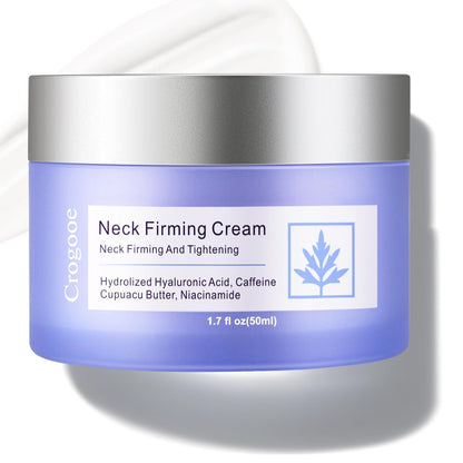 Crogooe Neck Firming Cream - Tighten and Lift Neck & Décolleté, Reduce Wrinkles and Crepey Skin, 1.7 oz