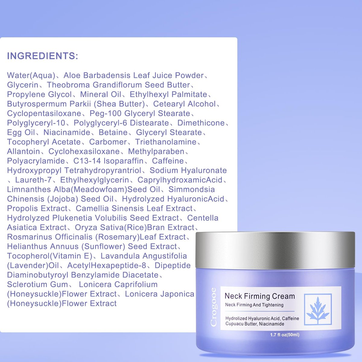 Crogooe Neck Firming Cream - Tighten and Lift Neck & Décolleté, Reduce Wrinkles and Crepey Skin, 1.7 oz - görsel 15