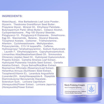 Crogooe Neck Firming Cream - Tighten and Lift Neck & Décolleté, Reduce Wrinkles and Crepey Skin, 1.7 oz