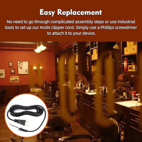 Replacement Cord for Andis T-Outliner Hair Clippers (2-Wire, 12 Feet) #04624 / 4624 - görsel 6