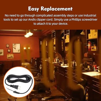 Replacement Cord for Andis T-Outliner Hair Clippers (2-Wire, 12 Feet) #04624 / 4624