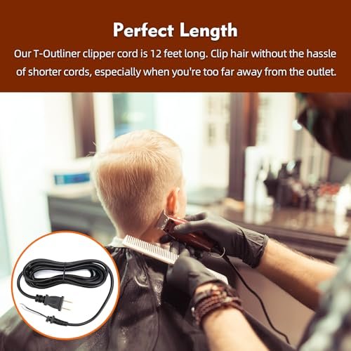 Replacement Cord for Andis T-Outliner Hair Clippers (2-Wire, 12 Feet) #04624 / 4624 - görsel 8