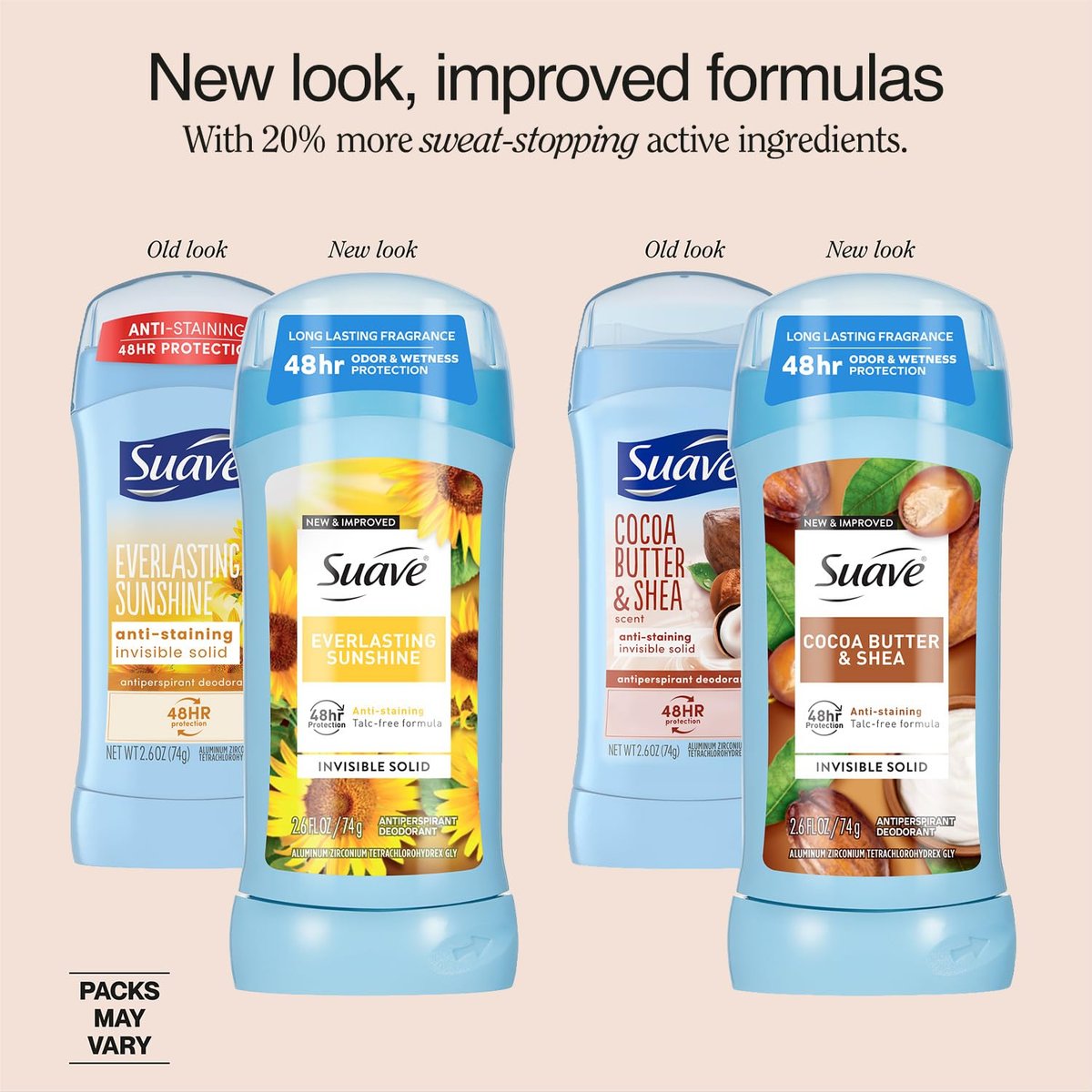 Suave Antiperspirant Deodorant for Women Variety 4-Pack – Cocoa Butter & Shea + Everlasting Sunshine, Anti-Staining Invisible Solid, Talc-Free, 2.7 Oz Each Avelisse