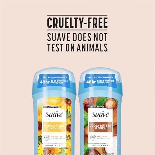Suave Antiperspirant Deodorant for Women Variety 4-Pack – Cocoa Butter & Shea + Everlasting Sunshine, Anti-Staining Invisible Solid, Talc-Free, 2.7 Oz Each Avelisse