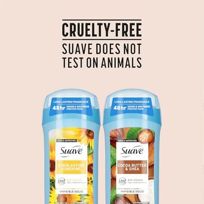 Suave Antiperspirant Deodorant for Women Variety 4-Pack – Cocoa Butter & Shea + Everlasting Sunshine, Anti-Staining Invisible Solid, Talc-Free, 2.7 Oz Each Avelisse
