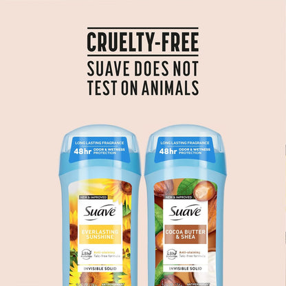 Suave Antiperspirant Deodorant for Women Variety 4-Pack – Cocoa Butter & Shea + Everlasting Sunshine, Anti-Staining Invisible Solid, Talc-Free, 2.7 Oz Each Avelisse