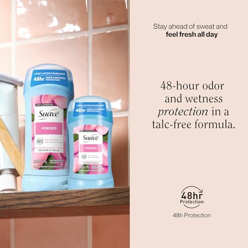 Suave Antiperspirant Deodorant for Women, Powder 2-Size Variety Pack – Anti-Staining Invisible Solid, Talc-Free (2 Piece Set), Scented - görsel 6