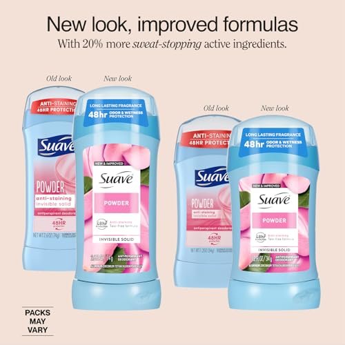 Suave Antiperspirant Deodorant for Women, Powder 2-Size Variety Pack – Anti-Staining Invisible Solid, Talc-Free (2 Piece Set), Scented - görsel 4