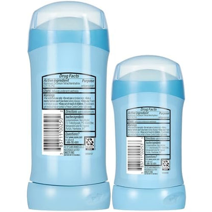 Suave Antiperspirant Deodorant for Women, Powder 2-Size Variety Pack – Anti-Staining Invisible Solid, Talc-Free (2 Piece Set), Scented