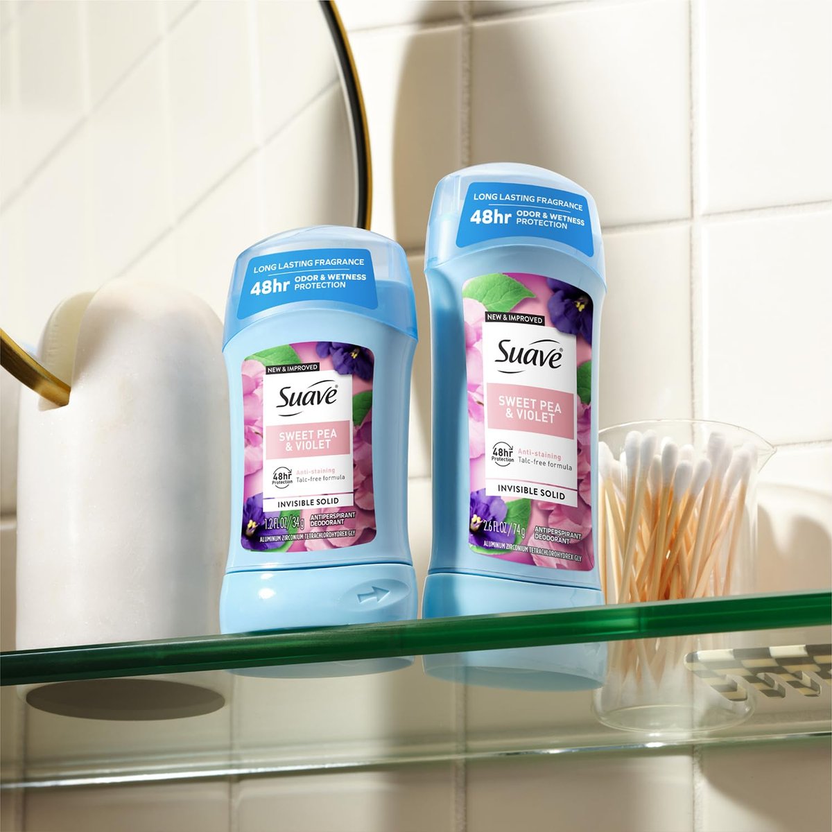 Suave Antiperspirant Deodorant for Women, Sweet Pea & Violet 2-Size Variety Pack – Anti-Staining Invisible Solid, Talc-Free (2 Piece Set) - görsel 13