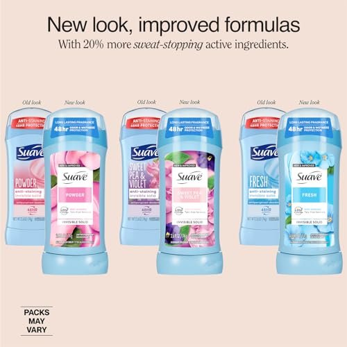 Suave Antiperspirant Deodorant for Women Variety 3-Pack – Powder, Fresh, Sweet Pea & Violet, Anti-Staining Invisible Solid, Talc-Free, 2.6 Oz Each Avelisse