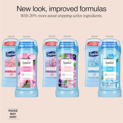 Suave Antiperspirant Deodorant for Women Variety 3-Pack – Powder, Fresh, Sweet Pea & Violet, Anti-Staining Invisible Solid, Talc-Free, 2.6 Oz Each Avelisse