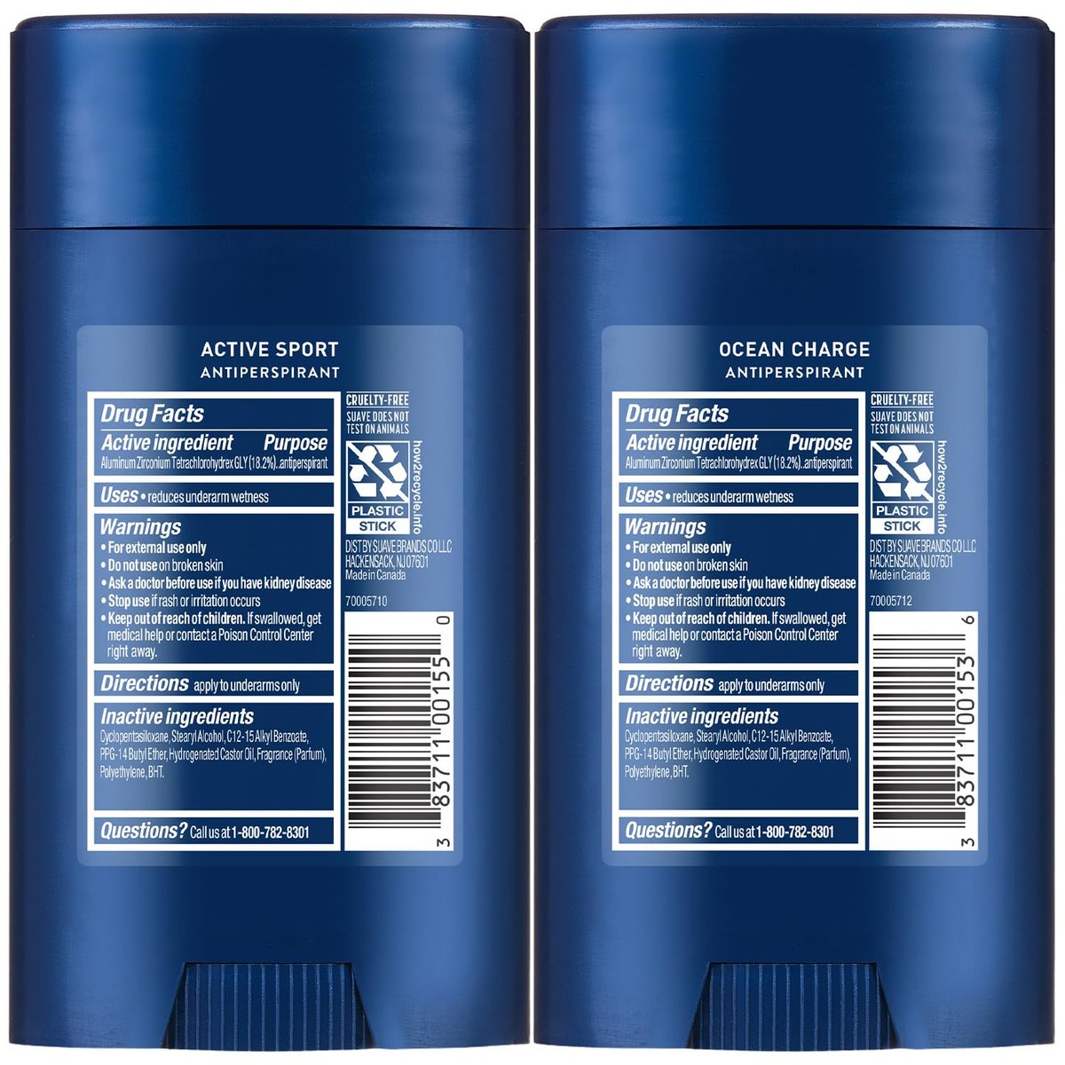 Suave Men's Antiperspirant Deodorant Variety 4-Pack – Active Sport, Bergamot & Wood, Ocean Charge, Marine & Driftwood, 48-Hour Sweat and Odor Protection, 2.7 oz Each Avelisse