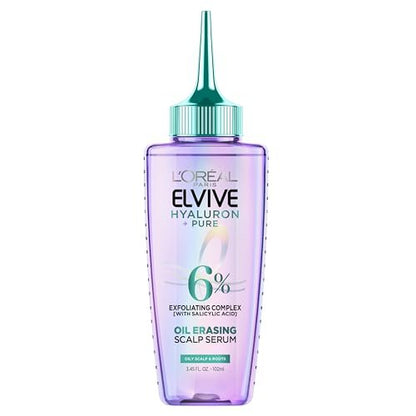 L'Oreal Paris Elvive Hyaluron + Pure Oil Erasing Scalp Serum with Salicylic Acid for Oily Hair, 3.45 Fl Oz Avelisse