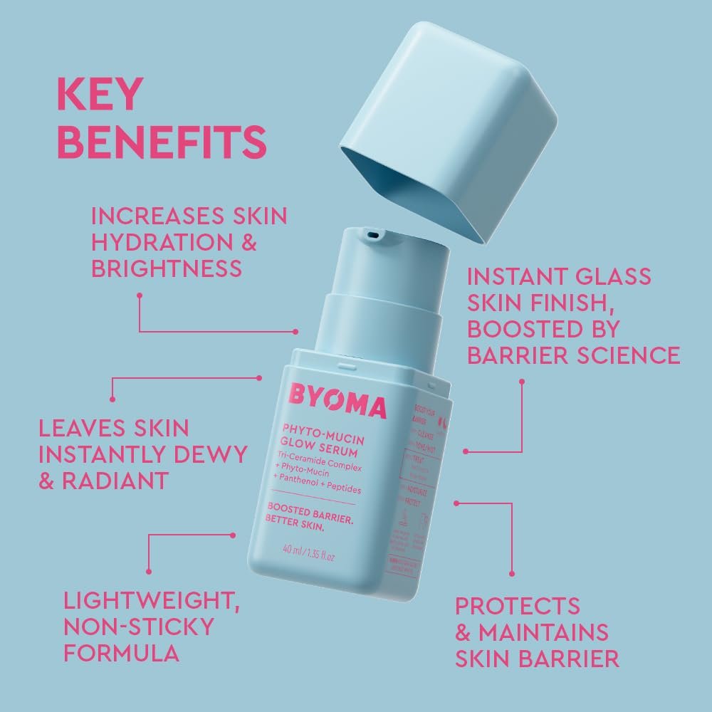 BYOMA Phyto-Mucin Glow Serum - Plumping, Hydrating Face Serum for Glass Skin - Strengthens Skin Barrier - 1.35 fl.oz Avelisse