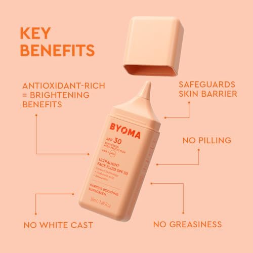 BYOMA SPF 30 Face Fluid - Ultra-Lightweight Facial Sunscreen, Luminous Glow, No White Cast, Strengthens Skin Barrier, 1.69 fl.oz - görsel 6