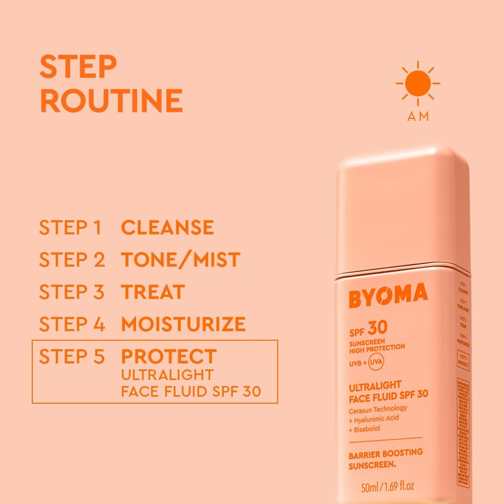 BYOMA SPF 30 Face Fluid - Ultra-Lightweight Facial Sunscreen, Luminous Glow, No White Cast, Strengthens Skin Barrier, 1.69 fl.oz - görsel 11