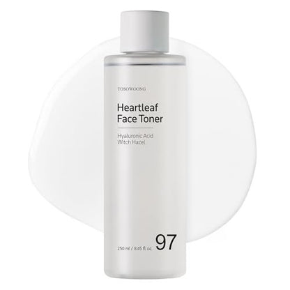 TOSOWOONG Heartleaf Face Toner – 970,200ppm Heartleaf Water, Centella, Hyaluronic Acid, Witch Hazel – Calming & Hydrating Toner for Acne-Prone Skin, 250ml (8.45 fl.oz.)