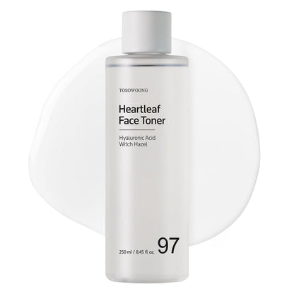 TOSOWOONG Heartleaf Face Toner – 970,200ppm Heartleaf Water, Centella, Hyaluronic Acid, Witch Hazel – Calming & Hydrating Toner for Acne-Prone Skin, 250ml (8.45 fl.oz.)