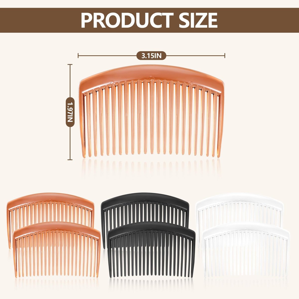 6-Pack 3.15-Inch Hair Side Combs with 3 – Durable Plastic Construction: Made from high-quality plastic, these – Image 3