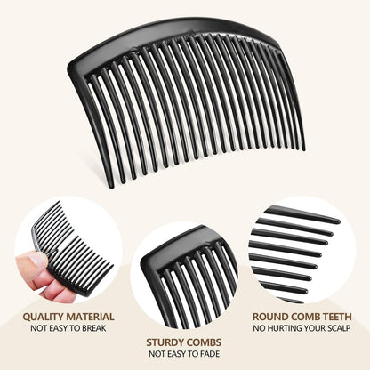 6-Pack 3.15-Inch Hair Side Combs with 3 – Color: Black, Brown, Clear – Image 9