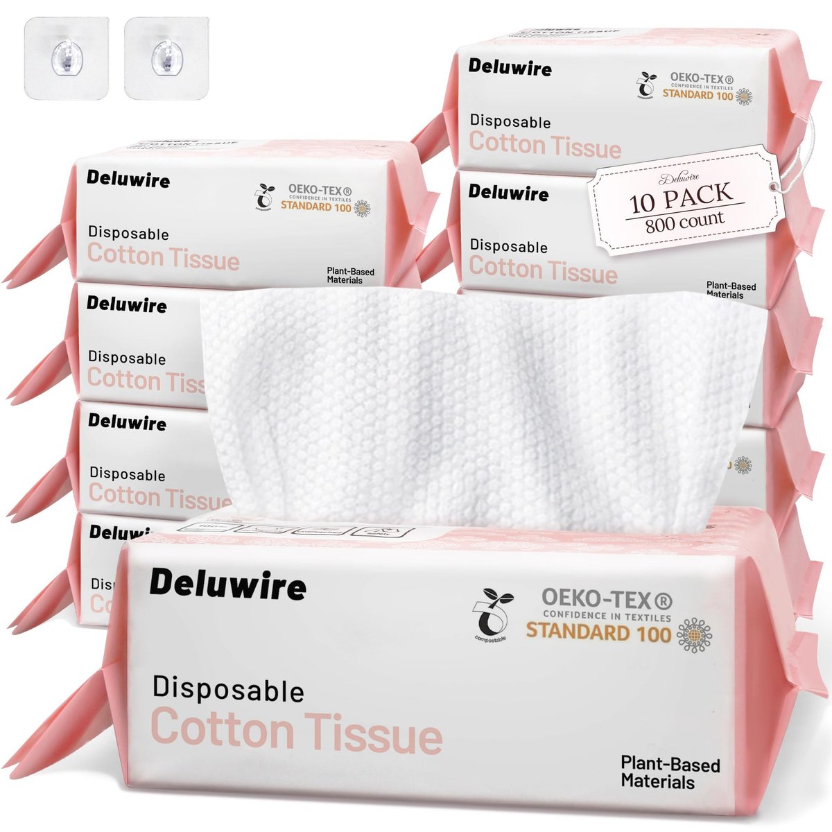 Deluwire Soft Dry Wipe 10 Pack – 800 Count Lint-Free Facial Cleansing Towels, Extra Thick Dry and Wet Use for Sensitive Skin, Makeup Removing, Surface Cleaning Avelisse