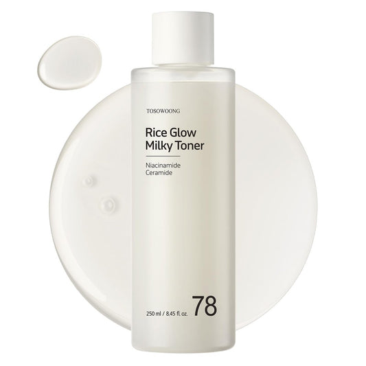 TOSOWOONG Rice Glow Milky Toner – 784,000ppm Korean Rice Water, Niacinamide & Ceramides for Glass Skin, 250ml
