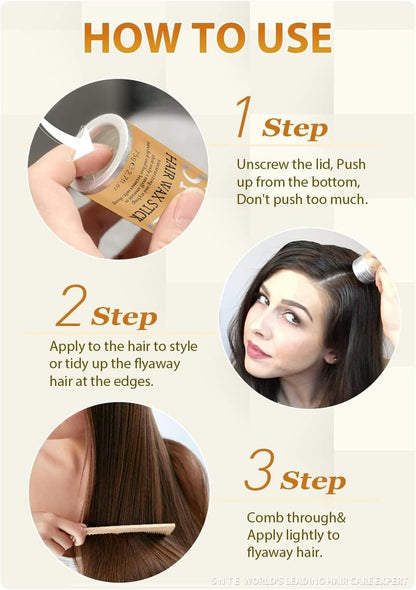 6Pcs Hair Wax Stick Set for Flyaways, Topsy Tail Hair Tools for Women, Teen Girls & Kids, Slick Back Hair Brush, Bun Accessories, Non-greasy Styling Tools Slick Stick, 2.7 Oz