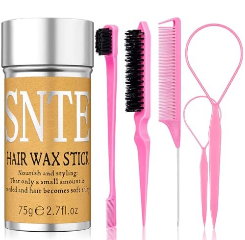 6Pcs Hair Wax Stick Set for Flyaways, Topsy Tail Hair Tools for Women, Teen Girls & Kids, Slick Back Hair Brush, Bun Accessories, Non-greasy Styling Tools Slick Stick, 2.7 Oz - görsel 2