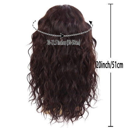 GNIMEGIL Long Brown Wigs for Men - Synthetic Layered Wavy Cosplay Party Wig 70s 80s Punk Rocker California Wig with Bangs Avelisse