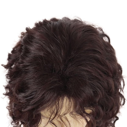 GNIMEGIL Long Brown Wigs for Men - Synthetic Layered Wavy Cosplay Party Wig 70s 80s Punk Rocker California Wig with Bangs Avelisse