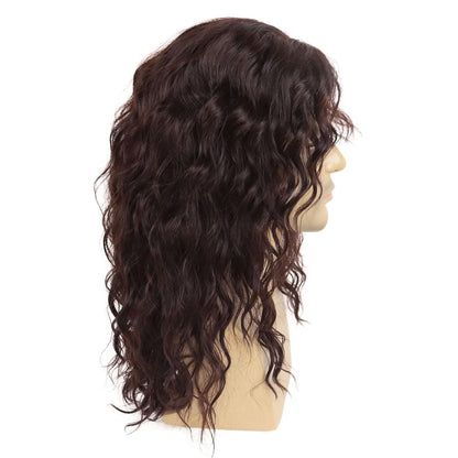 GNIMEGIL Long Brown Wigs for Men - Synthetic Layered Wavy Cosplay Party Wig 70s 80s Punk Rocker California Wig with Bangs Avelisse